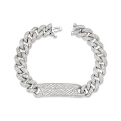 LINK COLLECTION: The SHAY Diamond Full Pave ID Essential Link Bracelet. This item is in stock and will ship in 1 - 3 days. Details: 18K White Gold: 29.63cts White Diamonds: 5.84cts Width: 10mm Size: 6.5in Natural, untreated gemstones Product Number: SB135 Not sure of sizing? See our chart HERE. We offer complimentary international shipping & duties and 2 day shipping within the US. For estimated delivery lead times, please see our shipping guide in the footer. LIVE CHAT with one of our team