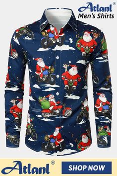 Great for vacation, Christmas holiday party, themed parties, etc. Fitted Long Sleeve Tops For Holiday, Christmas Long Sleeve Tops With Cartoon Print, Multicolor Long Sleeve Shirt With Cartoon Print, Holiday Festive Long Sleeve Shirt, Holiday Long Sleeve Shirt With Graphic Print, Printed Long Sleeve Shirt For Party, Long Sleeve Christmas Holiday Shirt, Casual Blue Holiday Tops, Blue Casual Tops For Holiday