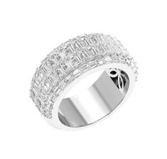 Men's 4.07 Ct Baguette Moissanite 2 Row Hip Hop Band Ring 14k White Gold Plated Baguette Cut Diamond Ring With Pave Setting, Timeless Luxury Men's Ring With Baguette Cut, Luxury Timeless Men's Baguette Cut Ring, Luxury Men's Ring With Baguette And Diamond Cut, Luxury Baguette-cut Men's Wedding Ring, Dazzling Diamond White Baguette-cut Ring, Hip Hop Rings, Bling Crafts, Band Ring