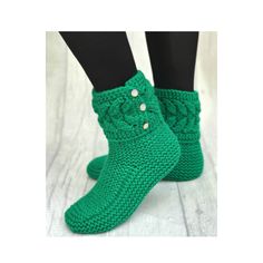 "These stylish crochet slppers are so amazingly comfortable, you'll never want to take them off!! These boot socks will become your new favourite slippers. Pretty cable knit is stylish and sleek, and beautiful in green, these wool slippers are comfy and soft, with a cute button detail on the ankle. Hand knit socks offer a higher quality of craftsmanship than factory produced socks, and make a wonderful gift for her. Never again will your feet, or the feet of someone you love, have to touch a col Cozy Chunky Knit Socks With Round Toe, Cozy Chunky Knit Socks, Handmade Green Socks For Winter, Handmade Green Winter Socks, Hand Knitted Yarn Socks For Winter, Casual Green Knitted Socks, Comfortable Handmade Green Socks, Casual Comfortable Hand Knitted Socks, Casual Hand Knitted Socks