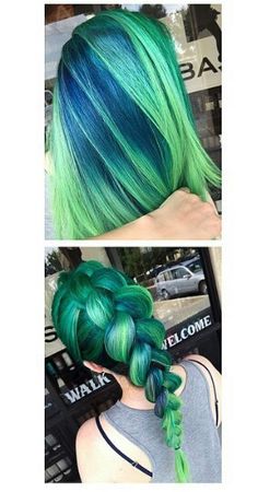 Green braided dyed hair color @hair_goals101 Siren Makeup Mermaid, Siren Makeup, Hair Dyed, Turquoise Hair, Green And Turquoise, Blue Jade, Beautiful Hair Color, Super Hair