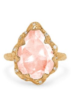 Logan Hollowell queen water drop morganite ring with sprinkled diamonds. Morganite, Diamond (0.15ctw) 14k Yellow Gold Logan Hollowell, Morganite Diamond, Marissa Collections, Jewelry Accessories Ideas, Morganite Ring, Accessories Ideas, Jewel Box, Fine Jewels, Stunning Jewellery