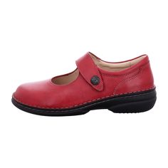 Finn Comfort Laval Women's Shoes - Vibrant Red Discover the perfect blend of style and comfort with the Finn Comfort Laval Women's Shoes in vibrant red. Designed specifically for the fashion-conscious yet comfort-seeking young adult, these shoes feature an anatomically designed footbed that ensures all-day comfort. Ideal for those who value both aesthetics and functionality, the durable construction promises long-lasting wear.  Step into comfort and style with Finn Comfort's trendy yet timeless footwear. Perfect for everyday wear, making each step a statement of style and luxury. Red Slip-on Flats With Rubber Sole, Red Leather Closed Toe Flats, Red Walking Shoes With Cushioned Footbed And Round Toe, Red Walking Shoes With Cushioned Footbed, Red Round Toe Walking Shoes, Red Leather Slip-on Shoes With Removable Insole, Red Slip-on Leather Shoes With Removable Insole, Red Leather Flats With Round Toe, Slip-on Flats With Red Sole And Round Toe