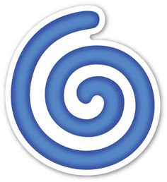 a blue and white spiral sticker on a white background