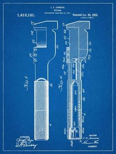 a blueprinted drawing of a blow dryer and its attachments are shown