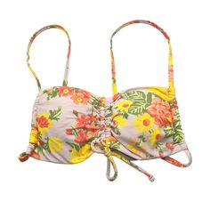 Aerie Printed Ruched Bandeau Bikini Top Floral Beige Yellow Orange M New Without Tags! Comes From A Smoke Free Home. Feel Free To Ask Any Questions You May Have. Thanks For Looking! Size: Womens M Condition: New Without Tags Ruched Tube Top For Beach In Spring, Yellow Strapless Swimwear For Beach Party, Casual Ruched Tube Top For Beach, Casual Ruched Tube Top For The Beach, Summer Beach Tube Top With Adjustable Straps, Summer Tube Top With Adjustable Straps For Poolside, Underwire Tube Top For Summer Beachwear, Underwire Tube Top For Beachwear, Spring Beach Tube Top With Adjustable Straps