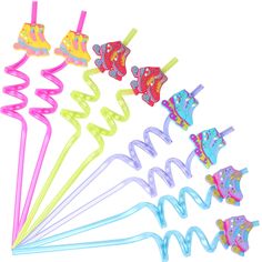 PRICES MAY VARY. Roller Skate Party Straws: This roller skating party favors include 4 colors and 4 patterns, 6 pieces for each style and color, 24 pieces in total. Sufficient quantity will be enough for birthday party decoration and use. These lovely straws could add more atmosphere to your party and bring you much fun Unique Design: This drinking straws set have 4 colors including purples, teal blue, rose red, yellow. Each drinking straws apply 2 or 3 different colors scheme, decorating with h Roller Skating Birthday Party, Girls Roller Skate Birthday Party, Roller Skating Bday Party, Retro Roller Skate Birthday Party, Roller Skating Birthday Party Ideas, Roller Skating Party Favor Ideas