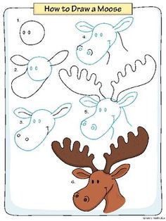 how to draw a moose for kids