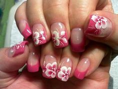 Hawaiian Nail Art, Hibiscus Nail Art, Beige Nail Art, Ongles Beiges, Hawaiian Nails, Hawaii Nails, Tropical Nails, Beige Nails