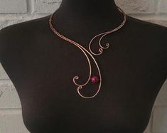 Handmade Open Necklace Antique Copper Handcrafted Wire Wrap Jewelry Chocker Collar - Etsy Unique Rose Gold Metal Necklace, Hand Forged Copper Wire Necklace With Adjustable Fit, Adjustable Hand Forged Copper Necklace, Adjustable Rose Gold Wire Wrapped Necklaces, Adjustable Wire Wrapped Rose Gold Necklaces, Adjustable Bronze Copper Necklace, Soldered Copper Rose Gold Necklace, Hand Forged Copper Necklace In Rose Gold, Hand Forged Rose Gold Copper Necklace