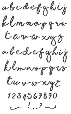 an old fashioned handwritten alphabet with numbers and letters written in cursive writing