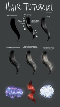 an image of different hair styles on a dark background with the text,'how to draw