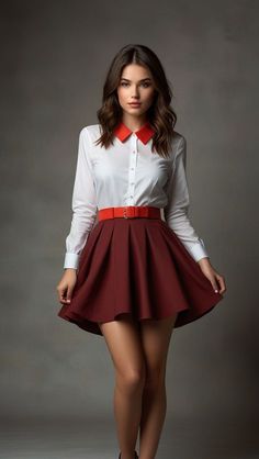 Best Winter Outfits, Girls In Mini Skirts, Red Skirt, Christmas Outfits, Midi Skirts, Red Skirts, Winter Mode, Christmas Fashion