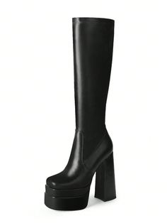 Rubber sole
[Size] Heel Height: 5.5"/14cm; Platform height: 2.4"/6cm, Shaft Height: 15.0"/38cm.
[Material] Elastic PU leather on the upper ​and soft synthetic fabric lining, slip-resistant rubber sole.
[Design] Square toe knee high platform heel design, side full-length zipper, easy to put on and off.
[Occasion] Wear the stylish chunky high heel boots on any occasion, you are definitely the most eye-catching one.WETKISS Stacked Platform Knee High Boots For Women With High Chunky Heel, Gogo Boots Platform Knee High Boots, Gogo Boots, Heel Design, Chunky High Heels, Design Square, Boots Women Fashion, How To Stretch Boots, Womens Knee High Boots, Platform Heel