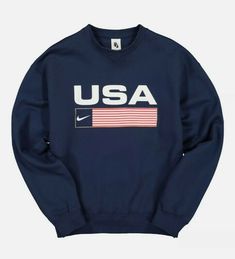 Junior Olympics, Navy Blue Crewneck, Striped Crewneck, Navy Style, My Kind Of Love, Blue Crew, Navy Fashion, Nike Swoosh, Midnight Navy