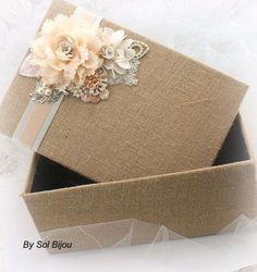 an open gift box with flowers on it