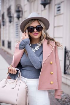 Krystin Lee, Canadian Fashion, Winter Inspiration, Prep Style, Feminine Fashion, Pink Coat, Beauty Style, Look Vintage, Casual Fall Outfits