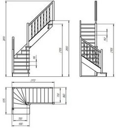 the drawing shows steps and railings for stairs