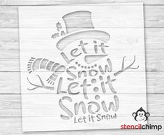 the stencil shop snowman svt cut file is shown on a wooden background