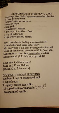 an open recipe book with instructions on how to make chocolate cake