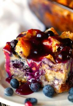 a close up of a plate of food with blueberries