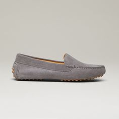 The Felize Suede - Suede Moccasin - Gray - M.Gemi Tie Up Flats, Gladiator Flats, Gold Loafers, Pointed Flats Shoes, Pointy Flats, Nude Flats, Italian Leather Shoes, Suede Moccasins, Driving Loafers