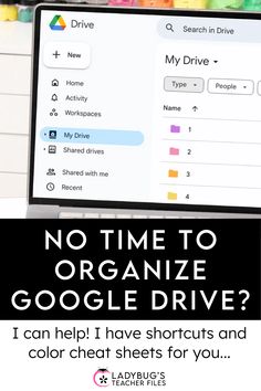 Wish you had more time to organize your Google Drive? Learn how to set up color coded folders for perfect Google Drive organization…in no time! Head to this post for all the shortcuts, plus color cheat sheets so you can create and organize colorful folders, fast! Google Project Management Certificate, Google Organization, Google Shortcuts, Google Certificate, Google Sheets Calendar, Google Sheets Templates