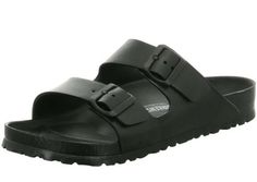 Birkenstock EVA Beach Arizona Waterproof Slide Sandals Shoes Strap black Regular. Casual Waterproof Sandals For Vacation, Waterproof Slip-on Sandals For Vacation, Casual Waterproof Slides For The Beach, Casual Waterproof Slides For Beach, Waterproof Round Toe Beach Slides, Black Open Toe Waterproof Sandals, Black Waterproof Open Toe Sandals, Black Waterproof Slides For Outdoor, Black Sandals With Buckle Closure For Outdoor Activities