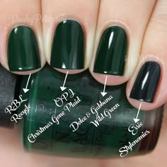 High Nails, Dark Green Nail Polish, Nails Grunge, Opi Nail Colors, Nails Opi, Dark Green Nails, Polish Nails, Green Nail Polish, Green Nail