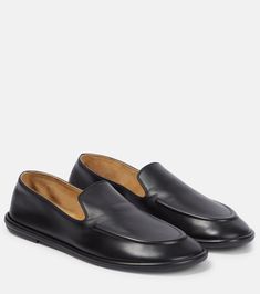 Canal Leather Loafers in Black - The Row | Mytheresa Soft Loafers, Brown Leather Flats, Gentleman Shoes, Mens Boots Fashion, Designer Pumps, Woman Style, Mens Fashion Classy, Evening Shoes, Footwear Design Women