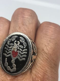 Cool Vintage Rock and Roll star men's ring Genuine stone Southwestern inlay Nice heavy ring, Silver white bronze Does not tarnish Unused stock from the 1980's I have an assortment of sizes from 8-14 We have some half sizes. My jeweler can custom resize for $10-$20 fee Please add your size to the order in a message and I will send the size you require. If I am out of stock in your size, I will list the ones I have available for replacement. If I am sold out in the sizes you would prefer, I will c Traditional Sterling Silver Rings With Inlay, Southwestern Style Engraved Rings For Gifts, Southwestern Style Engraved Rings As Gifts, Southwestern Style Engraved Ring As Gift, Southwestern Style Engraved Gift Ring, Antique Rings With Inlay As A Gift, Antique Rings With Inlay For Gift, Collectible Silver Rings With Inlay, Sterling Silver Inlay Jewelry