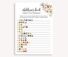 the children's book emoj dictionary is shown with flowers and other items on it