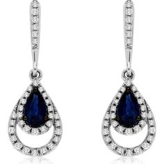 Royal 14K White Gold Sapphire and Diamond Earrings - Timeless Elegance Sapphire And Diamond Earrings, White Gold Sapphire, White Gold Set, Sapphire Color, Silver Jewelry Fashion, Royal Jewelry, Sapphire Diamond, Pear Shaped, Timeless Elegance