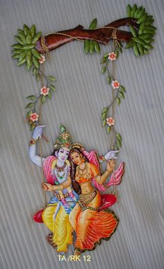 Radha kishan jhula. Wrought iron handicrafts Radha Krishna Embroidery Designs, Radha Kishan, 3d Murals, Mural Art Design, Rajasthani Art, Colourful Wallpaper, Colourful Wallpaper Iphone, Radha Painting, Clay Wall Art