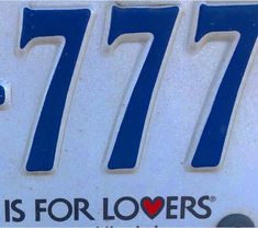 the license plate for 777 is for lovers