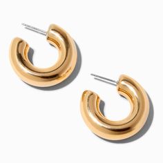 Claire’s Earrings, Thick Hoop Earrings, Chunky Hoop Earrings, Ear Stack, Classic Earrings, Fashionable Jewelry, Jewelry Essentials, Jewelry And Accessories, Gold Hoops