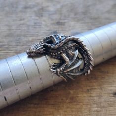 Unique flying Dragon Ring for unisex made with oxidized 925 sterling silver, Celtic fantasy style ring, Dragoon ring, Gift for him, her Fantasy Ring, Flying Dragon, Fantasy Style, Celtic Dragon, Claw Ring, Dragon Claw, Dragon Ring, Christmas Gifts For Him, Cuff Rings