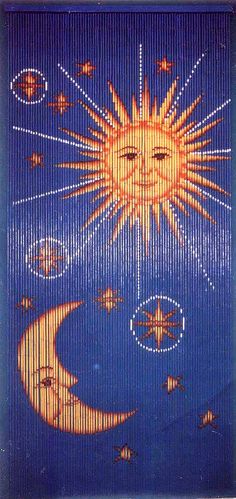 the sun and moon are depicted in this painting