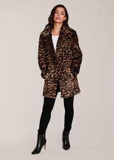 Soft, luxurious faux-fur leopard coat with leather trim detail. Item # 74605 100% ACRYLIC Colors: Available in Leopard XS, S, M, L, XL Details & Care Instructions Faux Fur Long sleeve Dry Clean Imported Sizing and Fit True to size Model is 5 9” wearing size S Size Guide Garment Measurements XS Sleeve length: 22 Front length: 32 1/2 S Sleeve length: 22 1/2 Front length: 33 M Sleeve length: 23 Front length: 33 1/2 L Sleeve length: 23 1/2 Front length: 34 XL Sleeve length: 24 Front length: 34 1 Leopard Print Coat Outfit, Leopard Coat Outfit, Faux Fur Leopard Coat, Coat Styling, Leopard Coat, Leopard Print Coat, Animal Print Fashion, Print Coat, Fur Coats