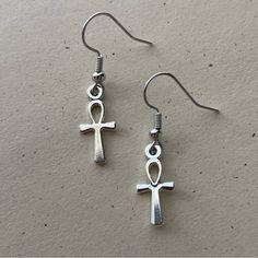 Displayed On Silver Hypoallergenic Hooks. Comes With Silicone Backings For Support. Ships Between 1-3 Business Days. ~~~~~~~ Retro Key Of Life Egyptian Faith Religious Boho Bohemian Hippie Casual Simple Spiritual Gifting Dainty Key Of Life Egyptian, Key Of Life, Ankh Cross, Bohemian Hippie, Silver Jewelry Handmade, Cross Earrings, Dream Jewelry, Hippie Bohemian, Jewelry Silver