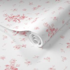 a white and pink floral wallpaper with roses on the background, it's very soft