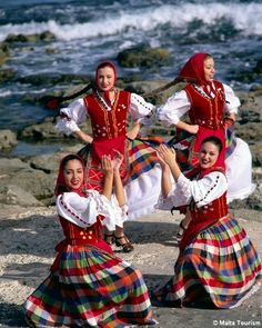 Maltese women. (Malta, Southern Europe) Maltese Islands, Traditional Dance, National Dress, We Are The World, Folk Costume, People Of The World, World Cultures