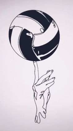 a drawing of a person with a helmet on their head holding onto a ball in the air