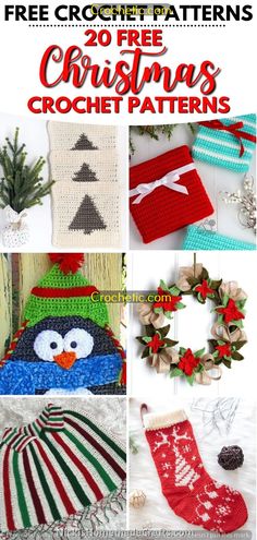 crocheted christmas stocking patterns with text overlay that reads free crochet pattern