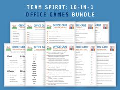 the office games bundle is shown with text that reads team spirit 10 - in - 1