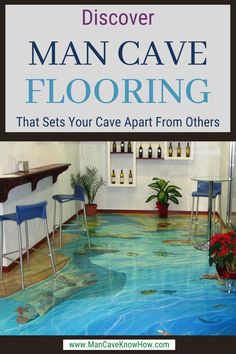 a book cover with the title, discovering man cave flooring that sets your cave apart from others