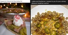 there are two pictures with different food items on the same plate as well as an image