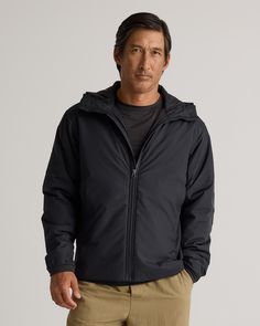 Designed to help you adapt effortlessly to changing weather conditions, our Hybrid Insulated Lightweight Hooded Jacket is destined to become your go-to layering essential for years to come. The Comfortemp® recycled insulation keeps you comfortable without bulk, the stretch fleece side panels offer maximum movement and ventilation, and the durable water-repellent finish keeps you dry in any weather. The best part? This jacket is made of 100% recycled materials that both keep you warm and also kee Functional Long Sleeve Weatherproof Hooded Jacket, Durable Long Sleeve Sports Outerwear, Functional Midweight Outerwear With Double-lined Hood, Casual Windproof Midweight Hooded Jacket, Casual Windproof Hooded Jacket, Casual Midweight Windproof Hooded Jacket, Durable Black Outerwear For Sports, Black Outerwear With Fleece Lining In Recycled Polyester, Durable Casual Outerwear For Outdoor Work