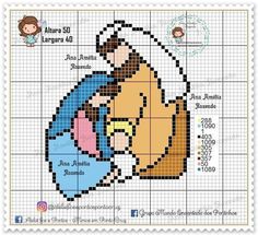 a cross stitch pattern with an image of a man and woman hugging each other on it