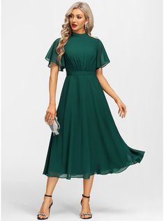 JJ's House Bow Pleated Chiffon High Neck Fall Spring Summer Winter A-line General Plus Belt/Sash No Leg Slit Back Zip Simple Beach Minimalist Beautiful Back Dark Green Height:5.8ft（176cm） Bust:32in（82cm）Waist:24in（61cm）Hips:35in（89cm） No Tea-Length Green Short Sleev. #JJ's House #Bow #Pleated #Chiffon #HighNeck #Fall #Spring #Summer #Winter #Aline #General #Plus #BeltSash #NoLegSlit #BackZip #Simple #Beach #Minimalist #BeautifulBack #DarkGreen #No #TeaLength #Green #ShortSleev Women's A Line Dresses, Emerald Green Dresses, Petal Sleeve, Chiffon Evening Dresses, Half Sleeve Dresses, Lightweight Dress, Green Midi Dress, Plus Dresses, Dress Cuts